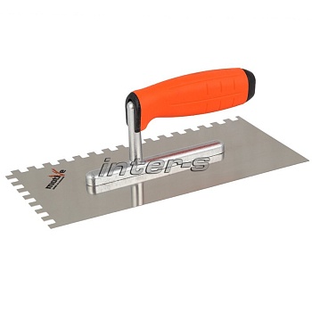 Гладилка зубчатая из нержавеющей стали с двухкомпонентной ручкой, 13x28 см, зуб 10x10 мм MOTIVE