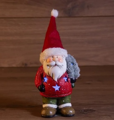 Керамическая фигурка "Дед Мороз с елкой" 9x6x14 см 2xLR44 NEON-NIGHT