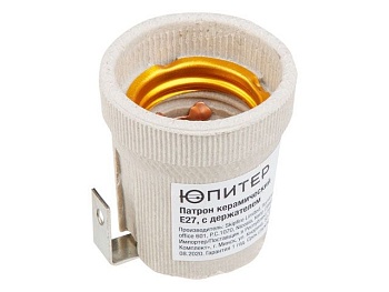 Патрон Е27 керамический с держателем, JP7701-04 Юпитеp