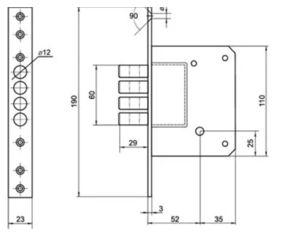 Замок врезной 0189-4MF латунь PALLADIUM