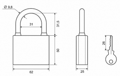 Замок навесной 303F-60 Palladium