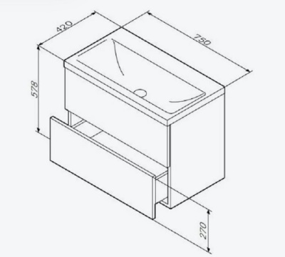 Тумба с умывальником 75 Gem M90-FHX0752-WC0752WG, AM.PM