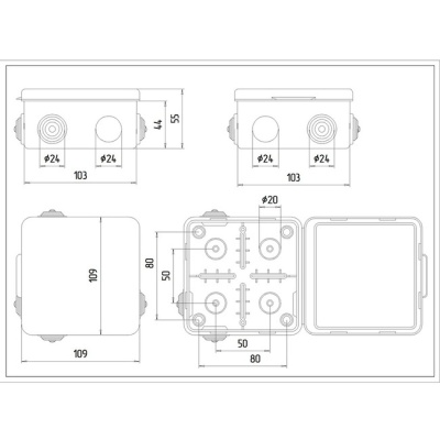 Коробка распаячная 100х100х50 мм IP54 ETP 030-014 белая