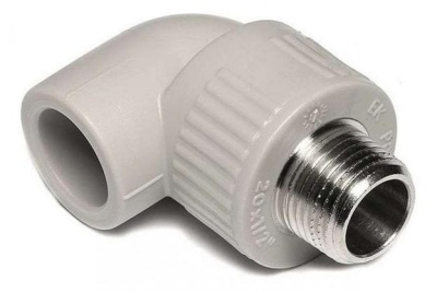 Колено ПП с наружной резьбой 1/2", серый, VALFEX