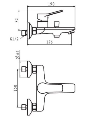 Смеситель для ванны и душа Dubai Black DI 54 B ESKO