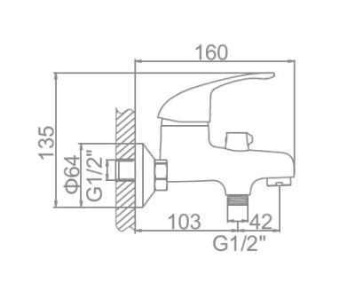 Смеситель для ванны и душа L3029-В LEDEME