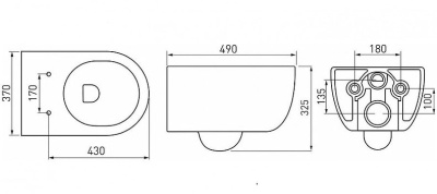 Комплект BERGES: инсталляция NOVUM525 + унитаз EGO Rimless, сидение дюропласт Toma Slim SO