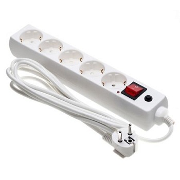 Сетевой фильтр 5 розеток с заземлением, 5 м, белый ETP 77501