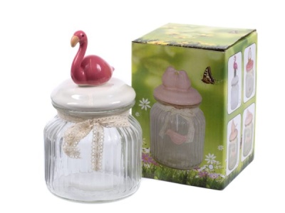 Банка для сыпучих продуктов стеклянная с керамической крышкой Фламинго 700 мл, 25551368