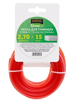 Леска триммерная ф2,7ммх15м с квадратным сечением STARTUL GARDEN