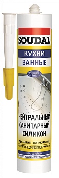 Силикон нейтральный санитарный Soudal, прозрачный, 300 мл