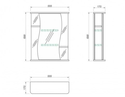 Шкаф навесной зеркальный Волна 55 Kaksa-A