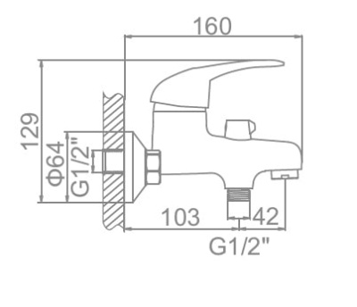 Смеситель для ванны и душа L3002-B LEDEME