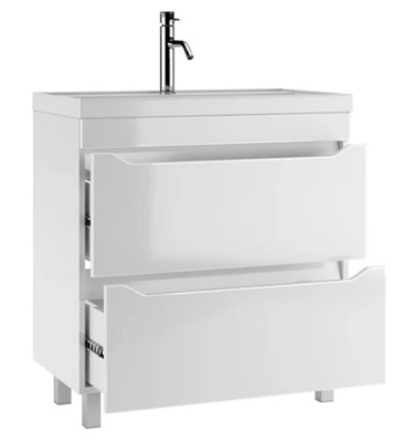 Тумба напольная Ева под умывальник Bazis 80 с двумя ящиками В2 Айсберг DA5908T