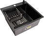 Мойка кухонная WGS-35050BD графит, с сифоном, коландером и дозатором, Wisent