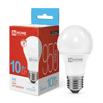 Лампа светодиодная LED-A60-VC 10Вт 230В Е27 6500К 950Лм IN HOME Лампа светодиодная LED-A60-VC 10Вт 230В Е27 6500К 950Лм IN HOME