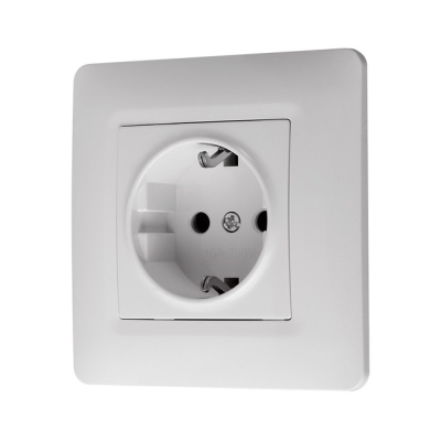 Розетка 1-ая Сontact белая с заземлением ETP EOSZR-16