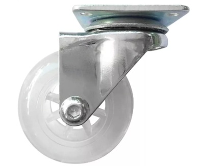 Колесо ПУ прозрачное поворотное, крепление платформенное, Сибртех (D 50 мм)