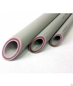 Труба армированная стекловолокном PP-R SDR6, PN25, 25х4.2мм, 2м, серый, Valfex
