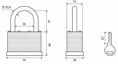 Замок навесной 901S-65 Palladium
