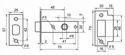 Защелка межкомнатная 100 BN Фабрика Замков