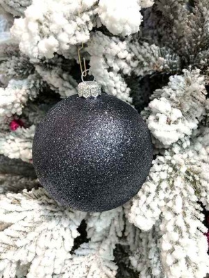 Шар ёлочный парча 8см черный GreenTerra В29