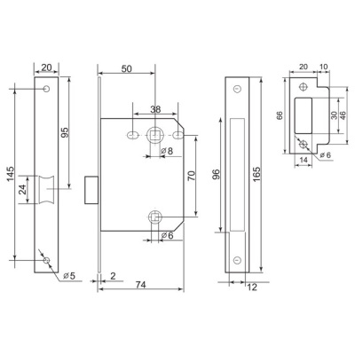 Защелка межкомнатная 170 PN PALLADIUM 109767