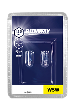 Лампа накаливания автомобильная  W5W 12V 5W, RUNWAY RW-W5W-b