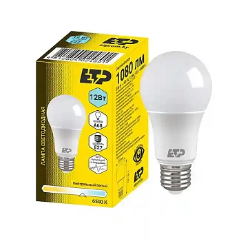 Лампа светодиодная A60 12Вт 230В E27 6500K ETP 35910