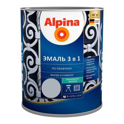 Эмаль по ржавчине 3 в 1 Alpina (светлая слоновая кость RAL 1015, 0.75 л)