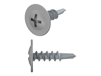 Саморез 4.2x16 с прессшайбой, цинк, со сверлом, RAL 7004 (сигнальный серый) STARFIX