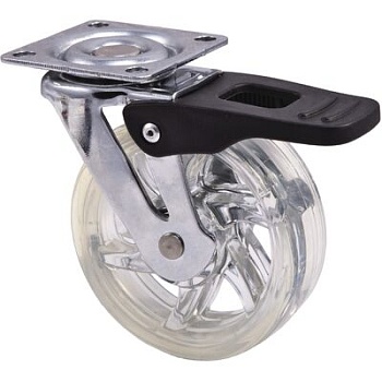 Колесо мебельное SHIFT d 50 мм прозрачное со стопором, AKS 11086