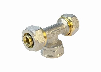 Тройник обжимной с переходом на внутреннюю резьбу  16х1/2х16