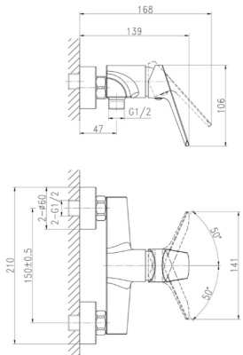 Смеситель для душа FLAVIS 63036 Cersanit