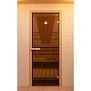 Дверь стеклянная для бани и сауны Бронза 190х70, стекло 6мм, 2 петли, коробка хвоя (DoorWood)