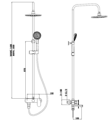 Душевая система со смесителем ST300 ESKO