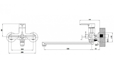Смеситель для ванны и душа SR 31 с поворотным изливом Sorrento ESKO