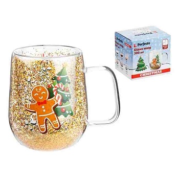 Кружка стеклянная CHRISTMAS-2 с двойными стенками 380 мл PERFECTO LINEA 30-380261