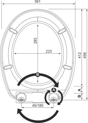 Сиденье для унитаза белое, 456х361х40 мм IRIS