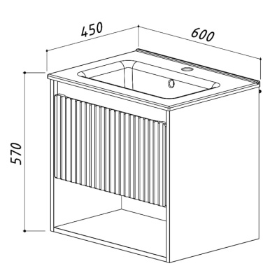 Тумба под умывальник Долли НП 60-01 Белый глянцевый/Дуб Денвер Belux
