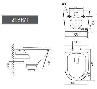 Унитаз подвесной Grado GD-W203T