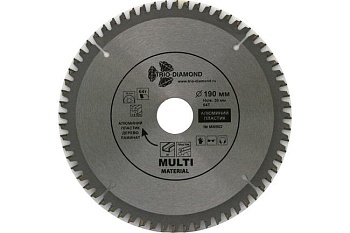 Круг пильный по мультиматериалам 190х30/20мм 64Т MM902 TRIO-DIAMOND