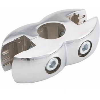 Соединитель двойной для стекла (плиты) d 25 мм, хром, AKS 14288