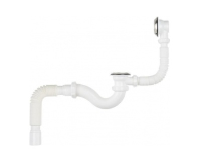 Сифон для ванны с выпуском и переливом 40x40/50 V155-30-MR Aquant Standart