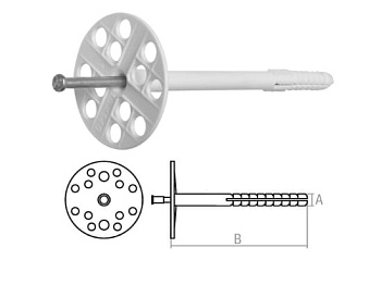 Дюбель для теплоизоляции 10x120мм с металлич. гвоздем БАРТЕР