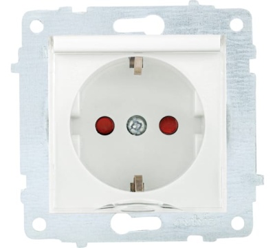 РОЗЕТКА 1-ая с заземлением и крышкой, Ovivo Grano (белый)