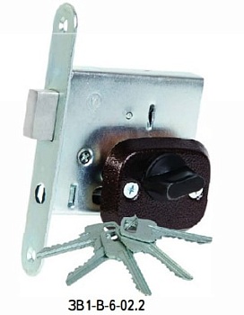 Замок врезной без ручек антик медь ЗВ1-В-6-02.2 ВОЛМЕТ