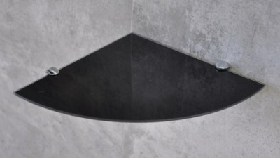Полка стеклянная вкладная 250x250x6мм угловая черная СТЕКЛОЛЮКС