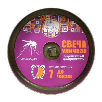 Свеча уличная от комаров в жестяной банке, цитронелла HELP