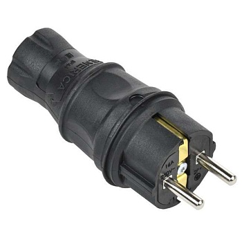Вилка с заземлением каучуковая черная GENERICA EVK20-016-01-44-K02-G